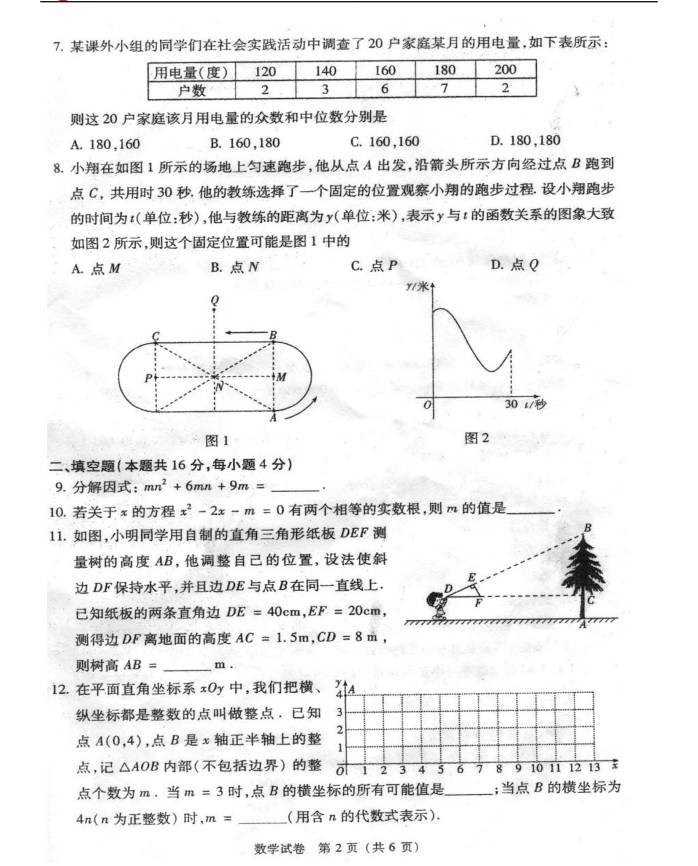 北京中考2012年數(shù)學(xué)試題