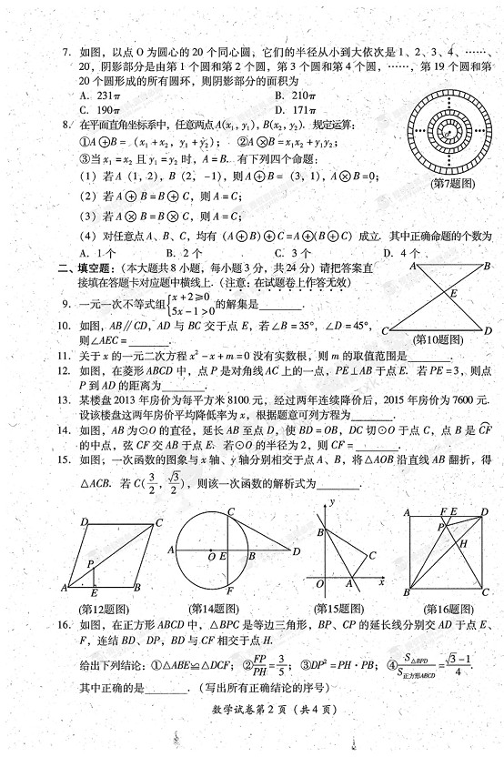 Ĵʡe2015п(sh)W(xu)ԇ}棬o𰸣2